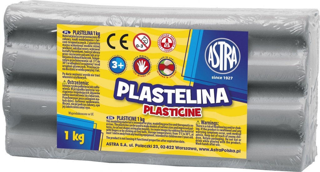 Plastelina Astra 1 kg popielata Plastelina Astra 1 kg popielata - obrazek 1
