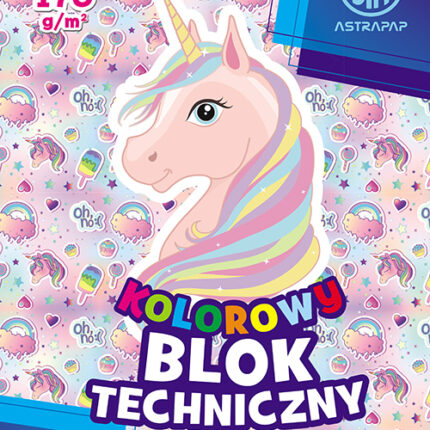 Blok kolorowy barwiony w masie ASTRAPAP A3 170g 10 ark "Pixel&Unicorn"