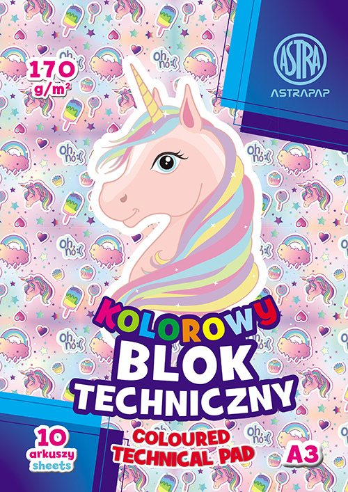 Blok kolorowy barwiony w masie ASTRAPAP A3 170g 10 ark "Pixel&Unicorn" Blok kolorowy barwiony w masie ASTRAPAP A3 170g 10 ark "Pixel&Unicorn" - obrazek 1