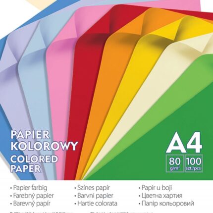 Papier kolorowy GIMBOO, A4, 100 arkuszy, 80gsm, 10 kolorów neonowych