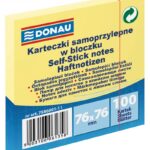 Bloczek samoprzylepny DONAU, 76x76mm, 1x100 kart., jasnożółty (opakowanie 12 szt.)