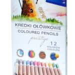 Kredki ołówkowe z drewna cedrowego okrągłe w metalowym pudełku ASTRA PRESTIGE - 12 kolorów
