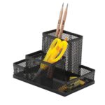 Przybornik na biurko Q-CONNECT Office Set, metalowy, 4 komory, czarny