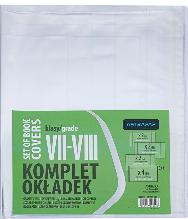 Uniwersalny komplet okładek ASTRAPAP do klas VII-VIII Uniwersalny komplet okładek ASTRAPAP do klas VII-VIII - obrazek 1