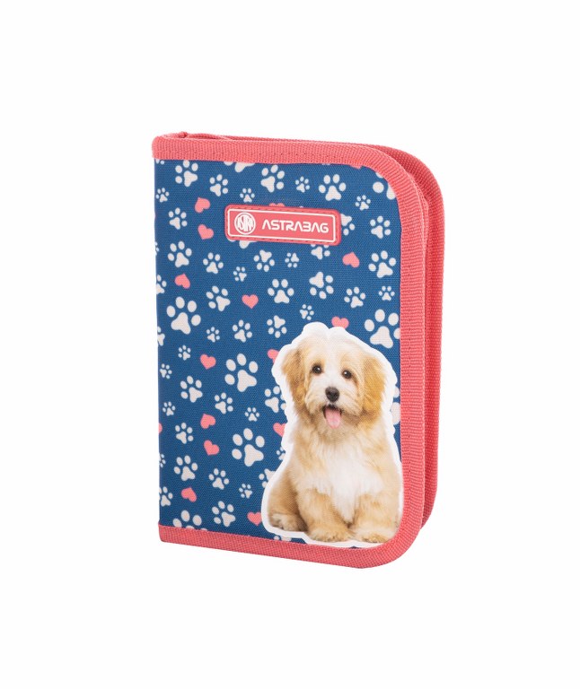 Piórnik pojedynczy dwuklapkowy bez wyposażenia ASTRABAG CUTE PUPPY, AC1 Piórnik pojedynczy dwuklapkowy bez wyposażenia ASTRABAG CUTE PUPPY, AC1 - obrazek 1