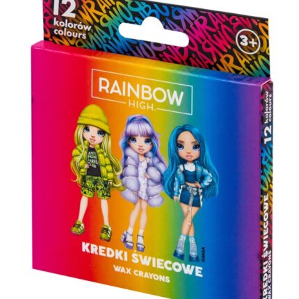 Kredki świecowe okrągłe RAINBOW HIGH - 12 kolorów - 8/90 mm