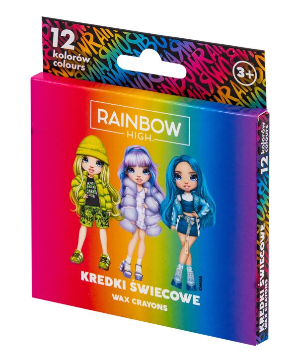 Kredki świecowe okrągłe RAINBOW HIGH - 12 kolorów - 8/90 mm Kredki świecowe okrągłe RAINBOW HIGH - 12 kolorów - 8/90 mm - obrazek 1