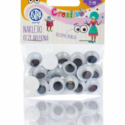 Oczy samoprzylepne Creativo Astra 15mm x 26 szt - Oczy Arlekina