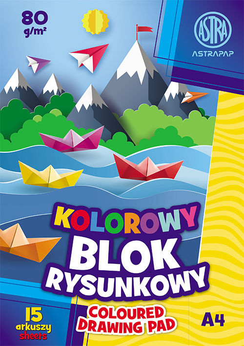 Blok kolorowy barwiony w masie ASTRAPAP A4 80g 15 ark Blok kolorowy barwiony w masie ASTRAPAP A4 80g 15 ark - obrazek 1