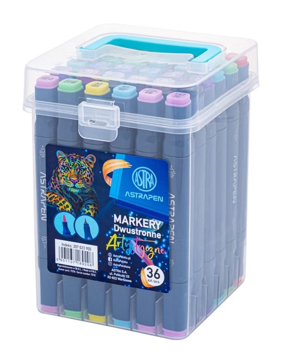 Markery artystyczne kwadratowe dwustronne ASTRAPEN - 36 kolorów - 30 standardowych i 6 pastelowych - super cienka i pędzelkowa końcówka Markery artystyczne kwadratowe dwustronne ASTRAPEN - 36 kolorów - 30 standardowych i 6 pastelowych - super cienka i pędzelkowa końcówka - obrazek 1