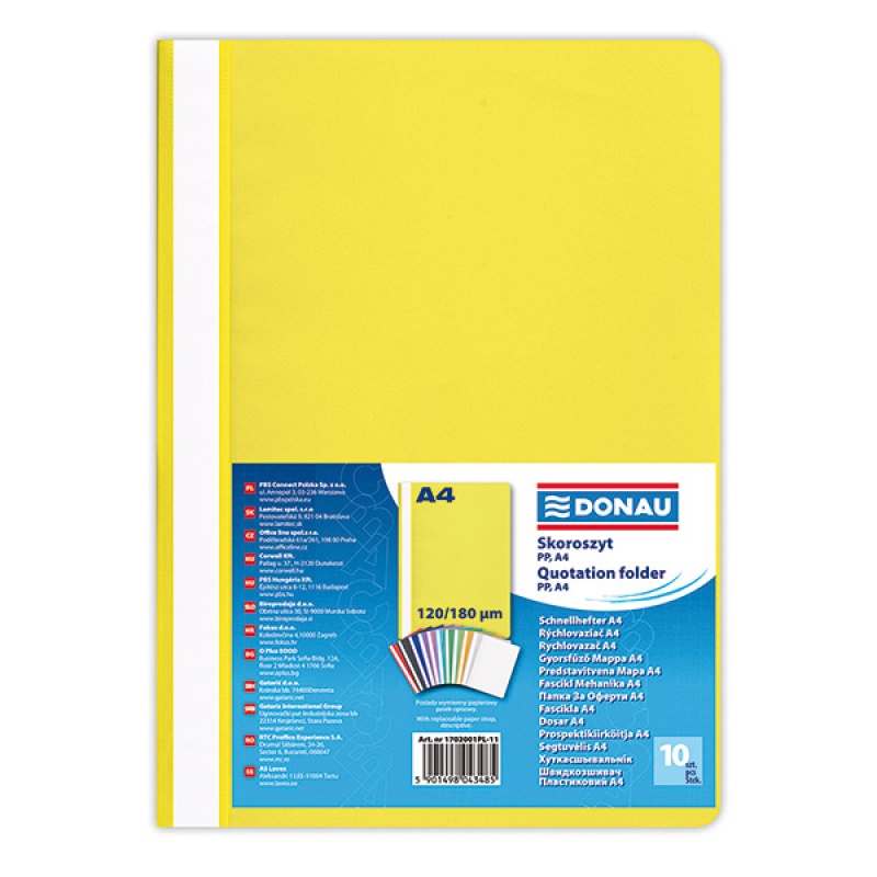 99878-14804-skoroszyt_donau_pp_a4_standard_120_180mikr_zol-800w Skoroszyt DONAU, PP, A4, standard, 120/180mikr., żółty - obrazek 1