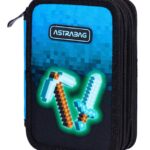 Piórnik JUMBO potrójny z wyposażeniem ASTRABAG BLUE PIXEL, AC31