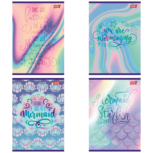 Zeszyt A5 16 kartek linia dwukolorowa okładka laminowana 70 g/m2 PASTEL MERMAID Zeszyt A5 16 kartek linia dwukolorowa okładka laminowana 70 g/m2 PASTEL MERMAID - obrazek 1