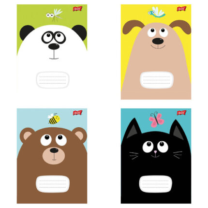 Zeszyt A5 16 kartek linia podwójna okładka laminowana 70 g/m2 CARTOON ANIMALS