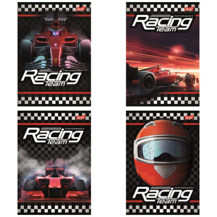 Zeszyt A5 32 kartki linia dwukolorowa okładka laminowana lakier miejscowy UV 70 g/m2 RACING TEAM