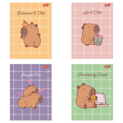 Zeszyt A5 32 kartki krata okładka laminowana lakier miejscowy UV 70 g/m2 CAPYBARA MOOD