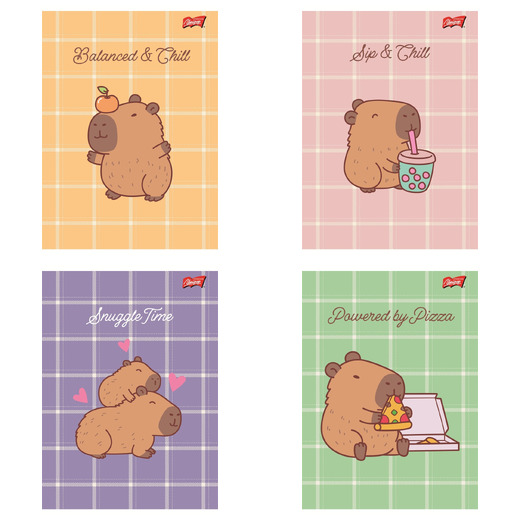Zeszyt A4 32 kartki krata okładka laminowana lakier miejscowy UV 70 g/m2 CAPYBARA MOOD Zeszyt A4 32 kartki krata okładka laminowana lakier miejscowy UV 70 g/m2 CAPYBARA MOOD - obrazek 1