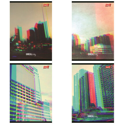 Zeszyt A5 60 kartek linia okładka laminowana lakier miejscowy UV 70 g/m2 UNREAL CITY