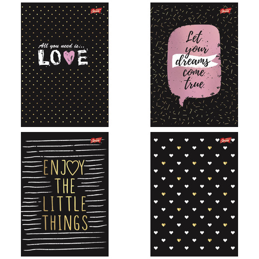 Zeszyt A4 60k krata laminowany GOLDEN LOVE Zeszyt A4 60k krata laminowany GOLDEN LOVE - obrazek 1