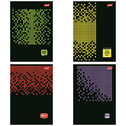 Zeszyt A5 96 kartek linia okładka laminowanalakier miejscowy UV 70 g/m2 PIXEL PULSE