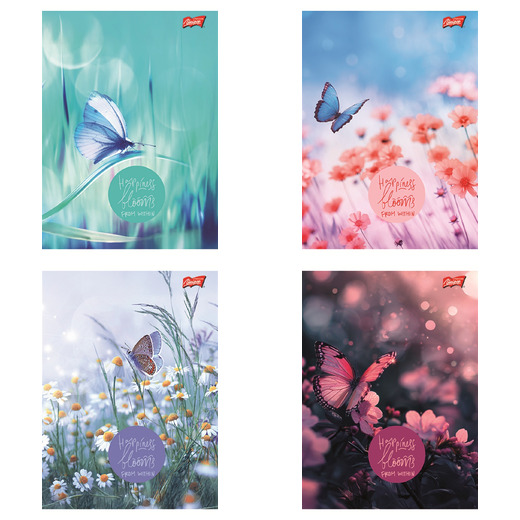 Zeszyt A5 96 kartek krata okładka laminowana lakier miejscowy UV 70 g/m2 BUTTERFLY MEADOW Zeszyt A5 96 kartek krata okładka laminowana lakier miejscowy UV 70 g/m2 BUTTERFLY MEADOW - obrazek 1