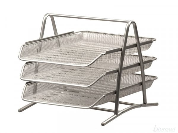 Przybornik-metalowy-na-biurko.-Wymiar-265x290x340mm.-3760- Zestaw na biurko Q-CONNECT Office Set, metalowy, 3 szufladki, srebrny - obrazek 1