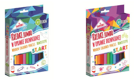 Kredki Jumbo w oprawie drewnianej 10 kolorów + temperówka