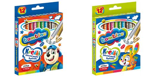 Kredki BAMBINO w oprawie drewnianej 12 kolorów ZWIERZAKI UCZNIAKI Kredki BAMBINO w oprawie drewnianej 12 kolorów ZWIERZAKI UCZNIAKI - obrazek 1