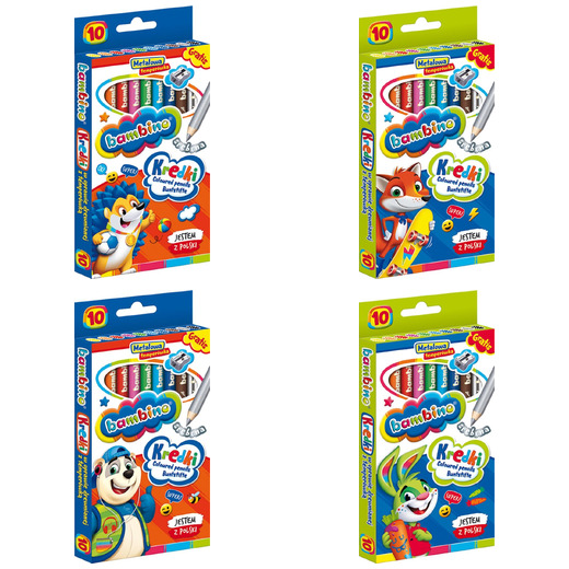 Kredki BAMBINO w oprawie drewnianej 10 kolorów + temperówka ZWIERZAKI UCZNIAKI Kredki BAMBINO w oprawie drewnianej 10 kolorów + temperówka ZWIERZAKI UCZNIAKI - obrazek 1