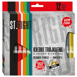 KREDKI TRÓJKĄTNE W OPR.DREW. 12 kol.+TEMP. ST.RIGHT KREDKI TRÓJKĄTNE W OPR.DREW. 12 kol.+TEMP. ST.RIGHT - obrazek 1