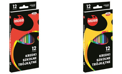 Kredki szkolne trójkątne 12 kolorów MONA