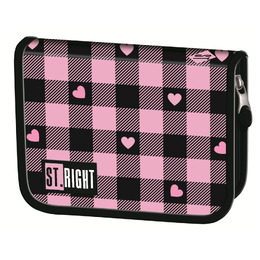 Piórnik dwuklapkowy bez wyposażenia PC3 PINK CHECKERED Piórnik dwuklapkowy bez wyposażenia PC3 PINK CHECKERED - obrazek 1