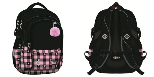 Plecak 4 komorowy 17" BP1 PINK CHECKERED Plecak 4 komorowy 17" BP1 PINK CHECKERED - obrazek 1