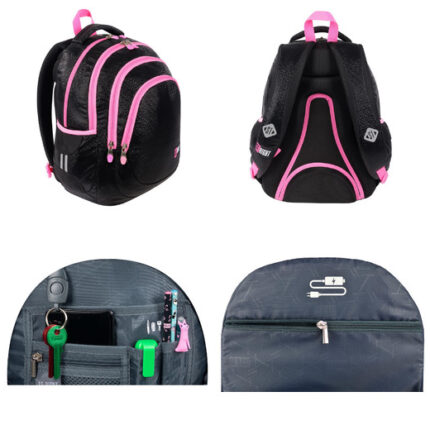 Plecak 4 komorowy 17" BP6 BLACK GLITTER