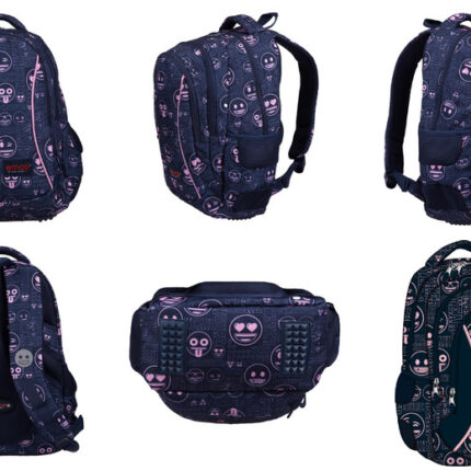 PLECAK 3-KOMOROWY BP-26 EMOJI PINK CABJ