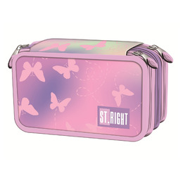 Piórnik szkolny potrójny z wyposażeniem PC5 PINK BUTTERFLIES Piórnik szkolny potrójny z wyposażeniem PC5 PINK BUTTERFLIES - obrazek 1