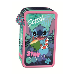 Piórnik szkolny potrójny z wyposażeniem STITCH STAY COOL Piórnik szkolny potrójny z wyposażeniem STITCH STAY COOL - obrazek 1