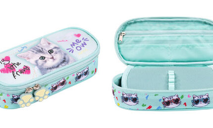 Piórnik saszetka usztywniona z wewnętrzną klapką PCL1 MY LITTLE FRIEND, MINT KITTY