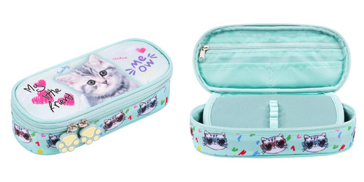 Piórnik saszetka usztywniona z wewnętrzną klapką PCL1 MY LITTLE FRIEND, MINT KITTY Piórnik saszetka usztywniona z wewnętrzną klapką PCL1 MY LITTLE FRIEND, MINT KITTY - obrazek 1