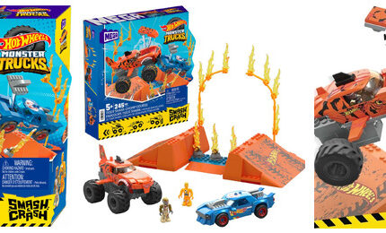 PROMO MEGA BLOKS Hot Wheels MT Tiger Shark Kaskaderski skok Zestaw klocków 245el HKF88 MATTEL