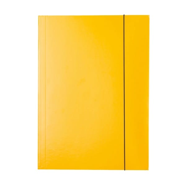 Teczka-lakierowana-z-gumka-A4-zolta.-7812- Teczka z gumką OFFICE PRODUCTS, karton, A4, 300gsm, 3-skrz., żółta - obrazek 1