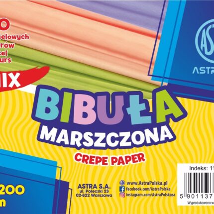 Bibuła marszczona ASTRAPAP 25*200 cm, MIX 10 kol. pastelowych, zestaw