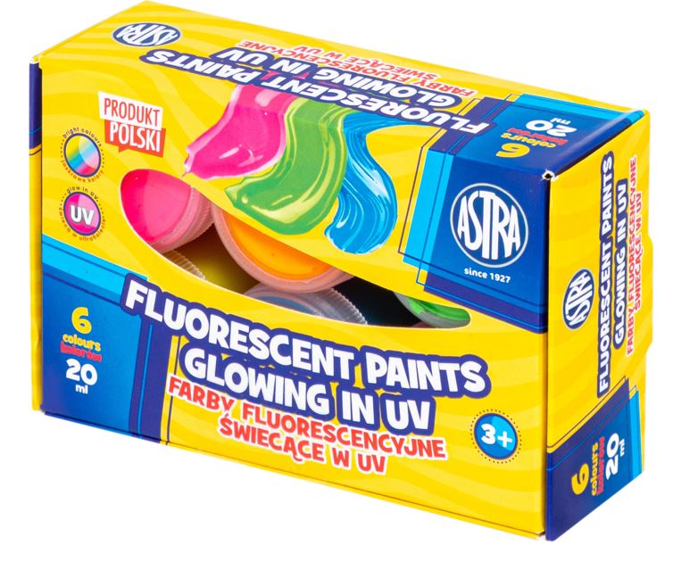 Farby fluorescencyjne Astra 6 kol x 20 ml STANDARD BOX Farby fluorescencyjne Astra 6 kol x 20 ml STANDARD BOX - obrazek 1