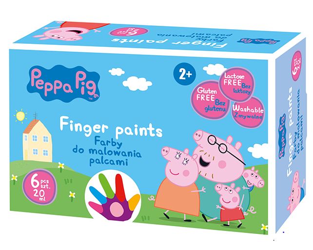 Farby do malowania palcami Peppa Pig 6 kol. x 20 ml Farby do malowania palcami Peppa Pig 6 kol. x 20 ml - obrazek 1
