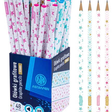 Ołówki grafitowe trójkątne HB ASTRAPEN - Stars - 48 szt. drum