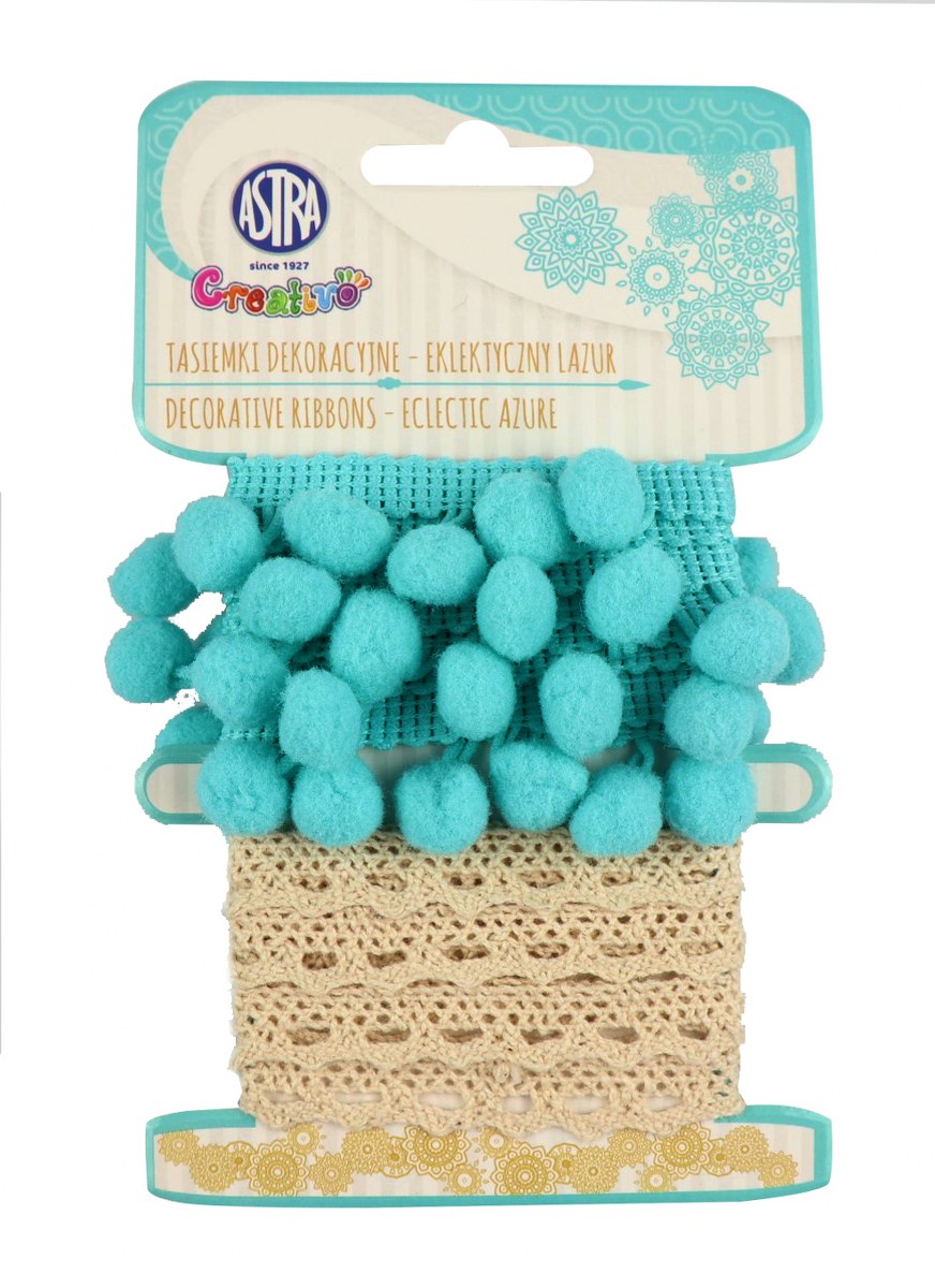 Tasiemki dekoracyjne Creativo Astra 2 kol x 50 cm - Eklektyczny lazur Tasiemki dekoracyjne Creativo Astra 2 kol x 50 cm - Eklektyczny lazur - obrazek 1