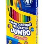 Kredki ołówkowe trójkątne Jumbo ASTRA - 12 kolorów z temperówką