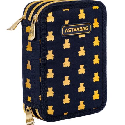 Piórnik JUMBO potrójny z wyposażeniem ASTRABAG GOLDEN TEDDY, AC31