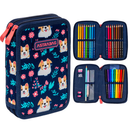 Piórnik podwójny z wyposażeniem ASTRABAG DEAR PUPPY, AC21