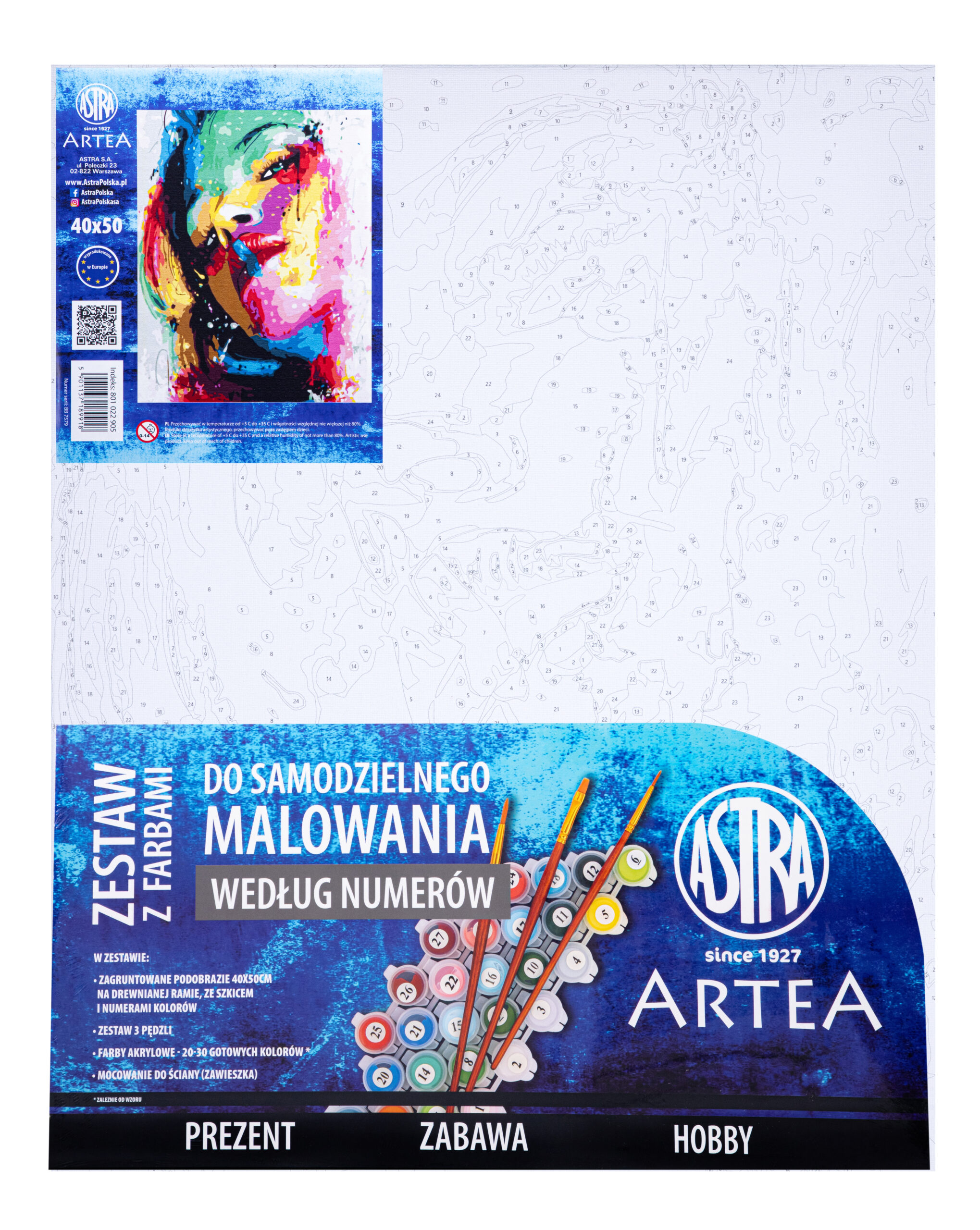 Podobrazie z farbami malowanie wg. numerów, 40x50cm, Portret modern, ARTEA ASTRA Podobrazie z farbami malowanie wg. numerów, 40x50cm, Portret modern, ARTEA ASTRA - obrazek 1